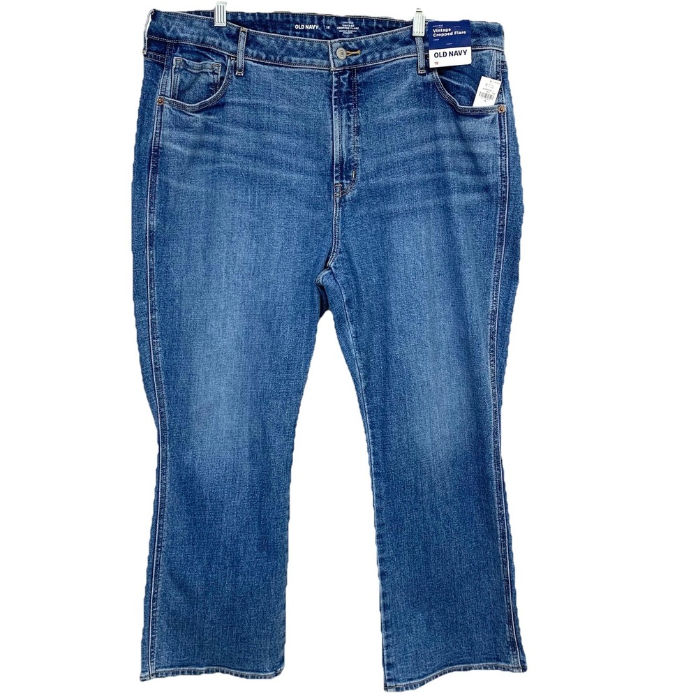 Old Navy Vintage Cropped Flare Jeans Womanโ 18 Blue New Casual Western Travel
